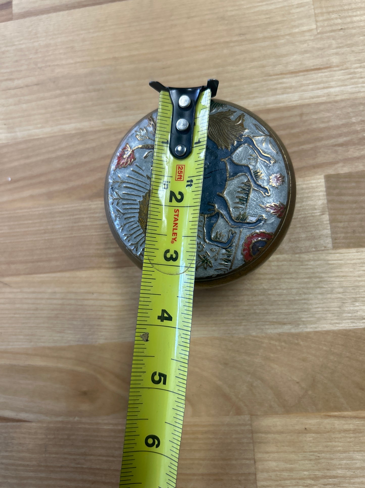 Vintage Brass Trinket Holder w/ Horse Motif on Cover