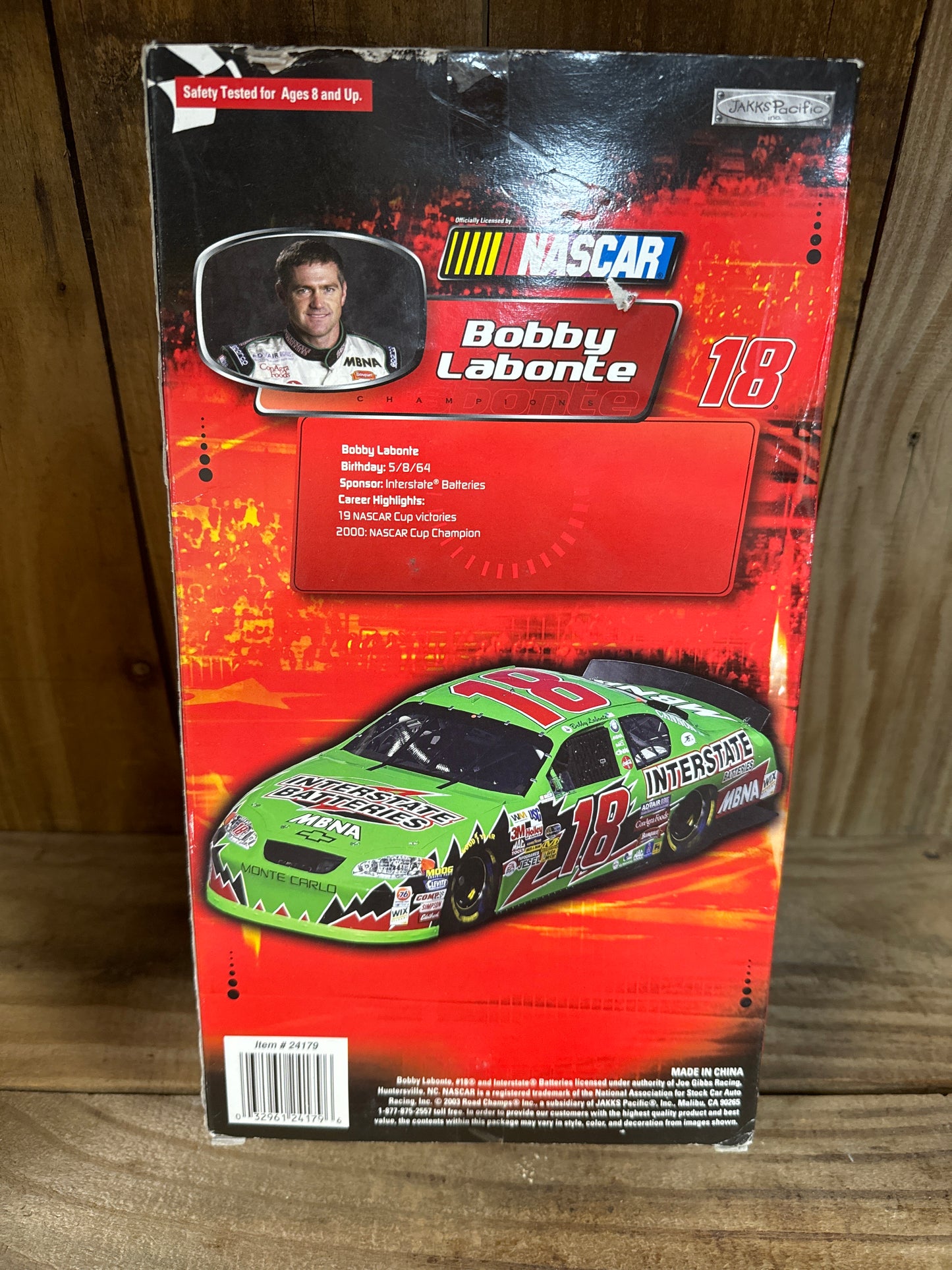 2003 Limited Edition NASCAR Bobby Labonte #18 Interstate Batteries Jakks Pacific Road Champs Action Figure Doll 12”