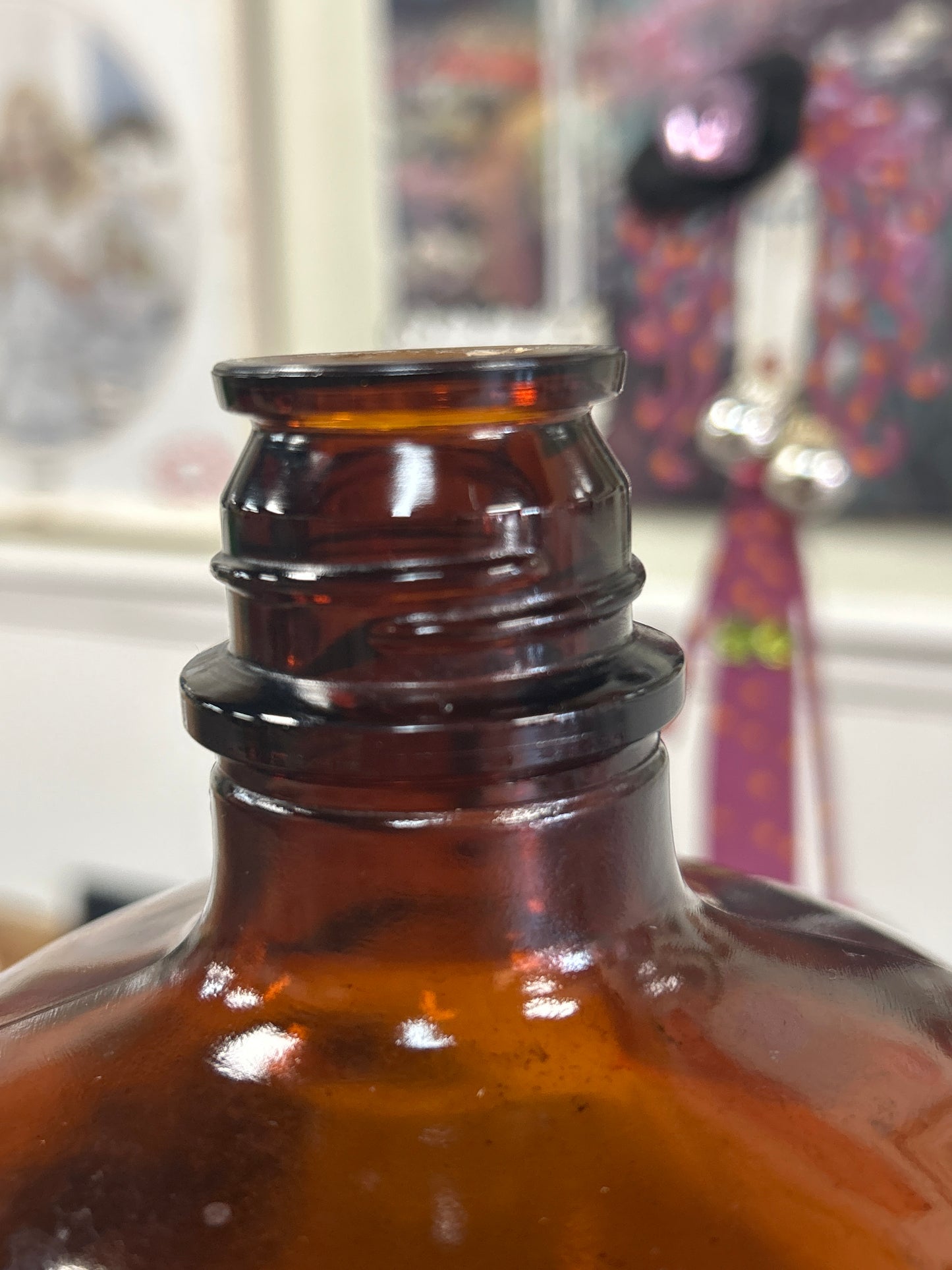 Large vintage pharmacy apothecary bottle, Amber Glass pharmacy bottle 13 1/2”