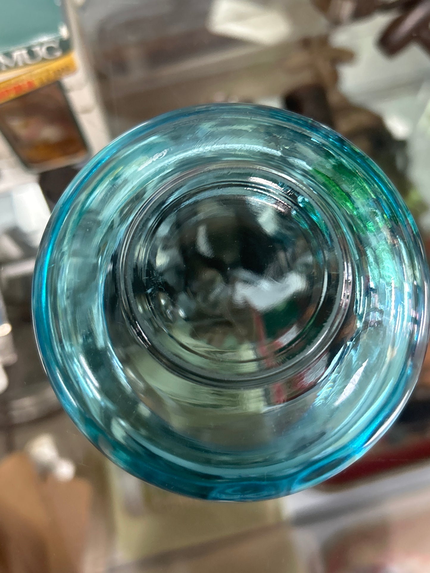 Vintage Hazel Atlas Capri Blue Glass Mid Century Modern 2 Slot Ashtray