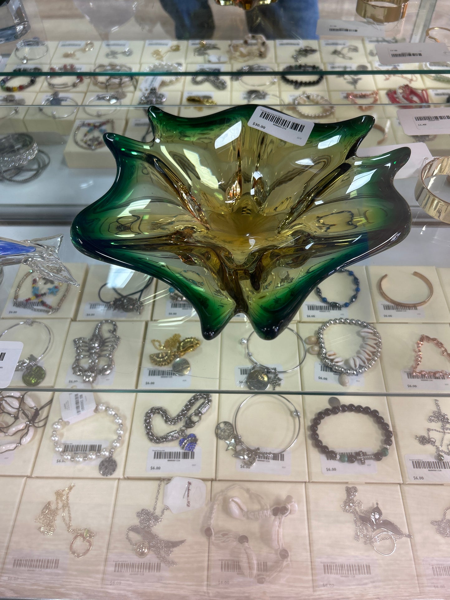 Vintage Murano Art Glass Green Dish