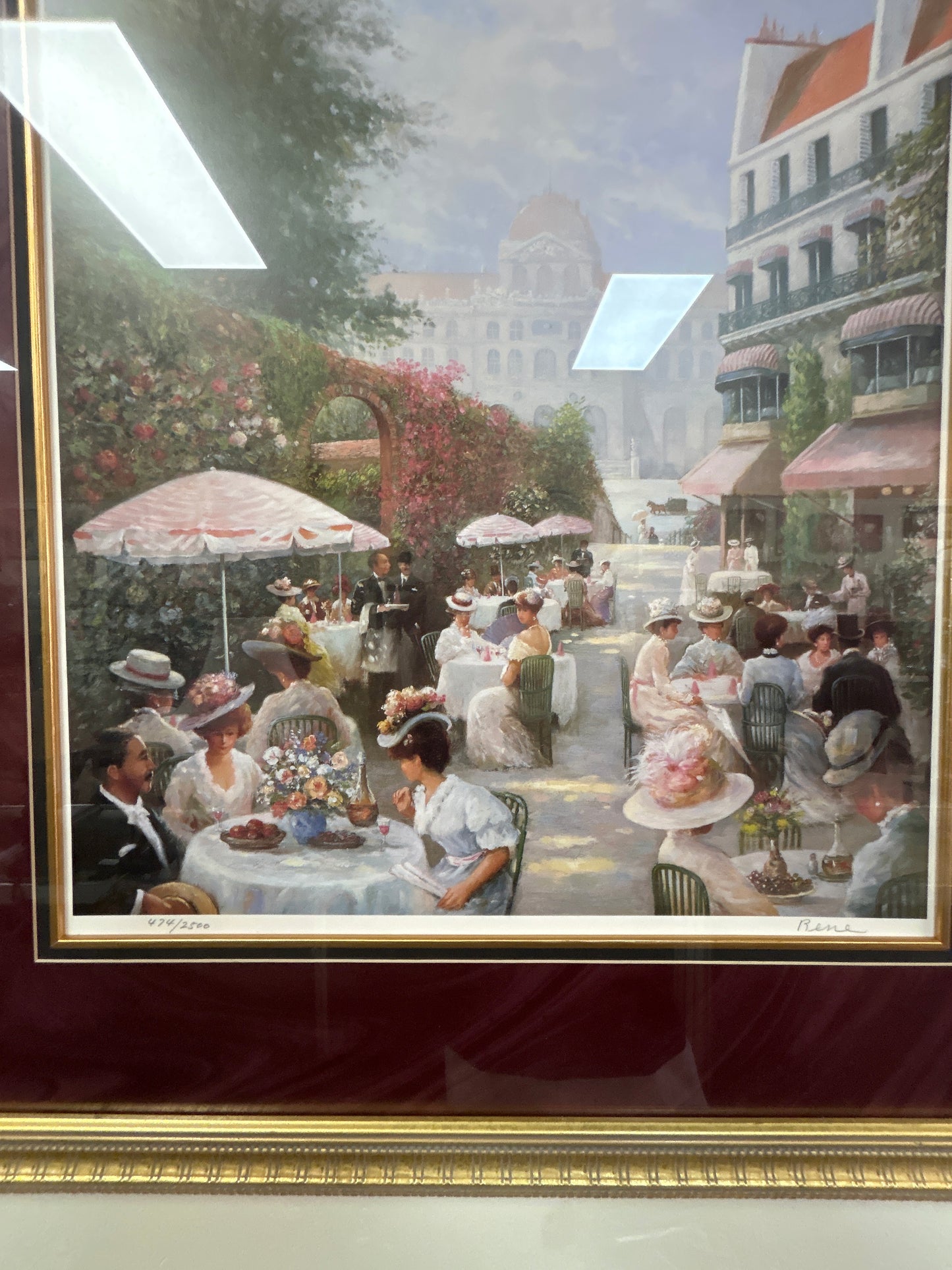 Renee Morse "High Noon Pleasures of Parisians" Hand Signed Limited Edition 474/2500 Framed and Matted