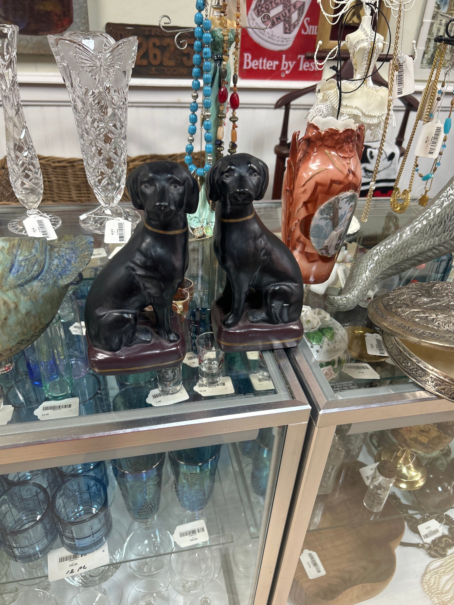 Black Lab Labrador Retriever Dog Bookends Pair Figures 8” Tall Heavy Weight