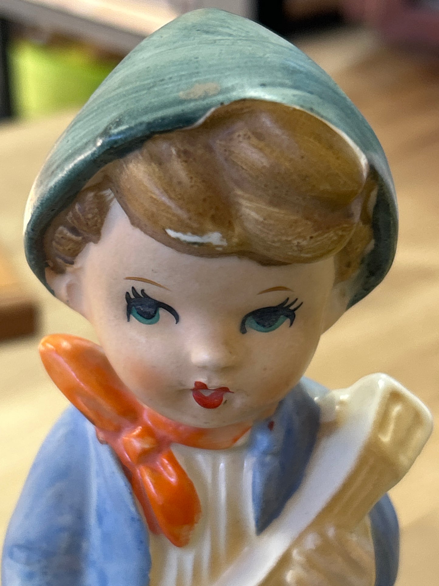 Vintage Singing Boy Figurine Playing Banjo Porcelain 9" made in Japan
