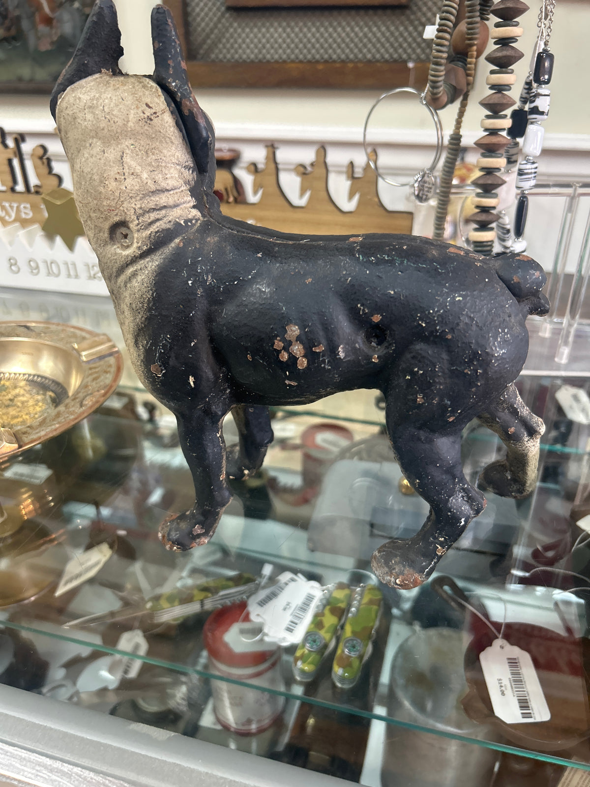 Antique Vintage Boston Terrier Bulldog Cast Iron