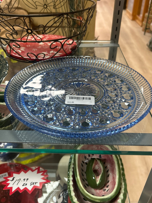 Blue Glass Plate 11”