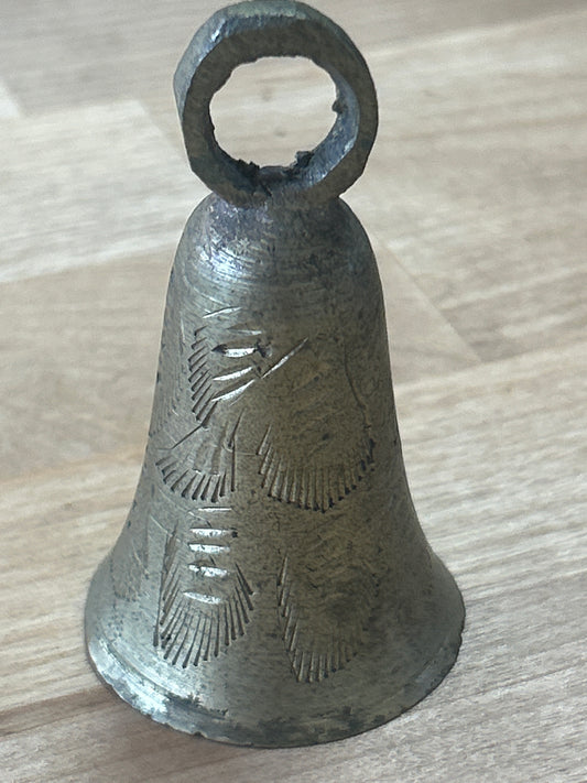 Vintage Etched Brass Bell 2 1/2”