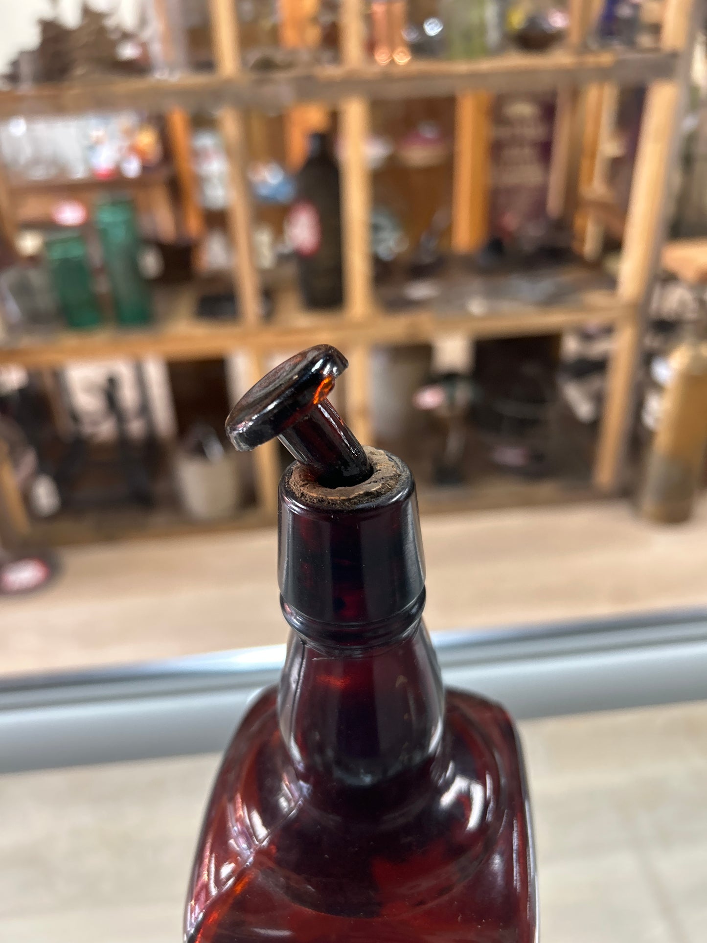 Rare McGinnis Whiskey Bottle 10” w/ the correct glass cork insert