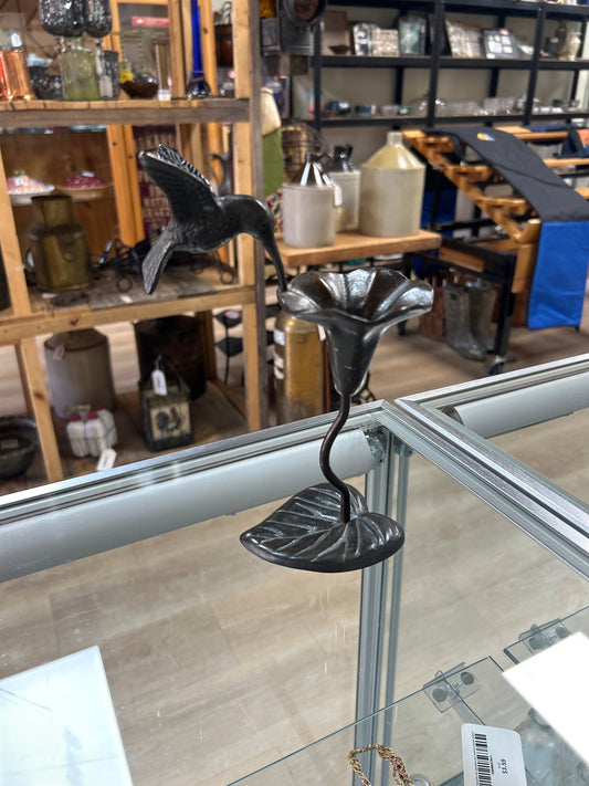 Vintage Hummingbird Flower Candlestick Candleholders 8 1/2” (metal)