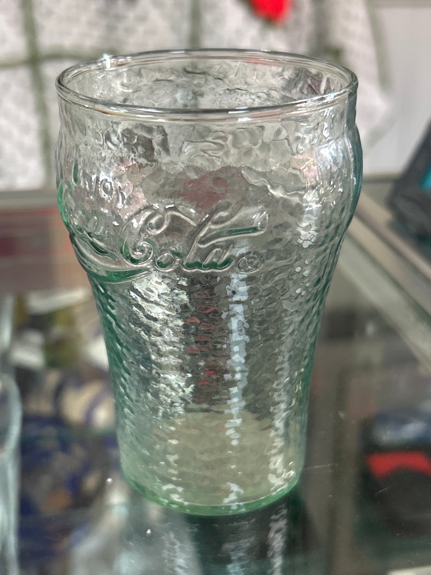 Coca Cola Coke Glass Mini 4” Vintage Green Pebbled