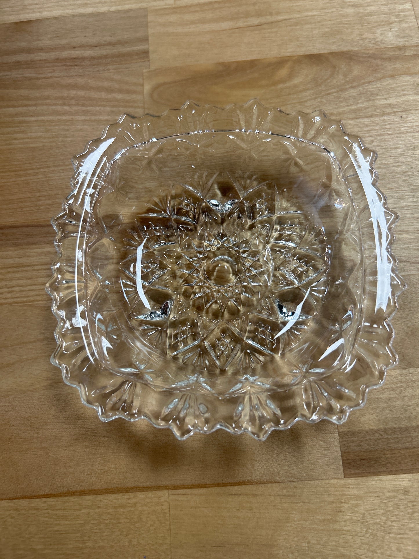 Vintage Pasari Clear Crystal Glass Ashtray Trinket Dish Indonesia 5.25”