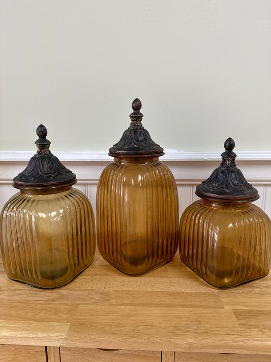 3 Piece Jar Set Amber