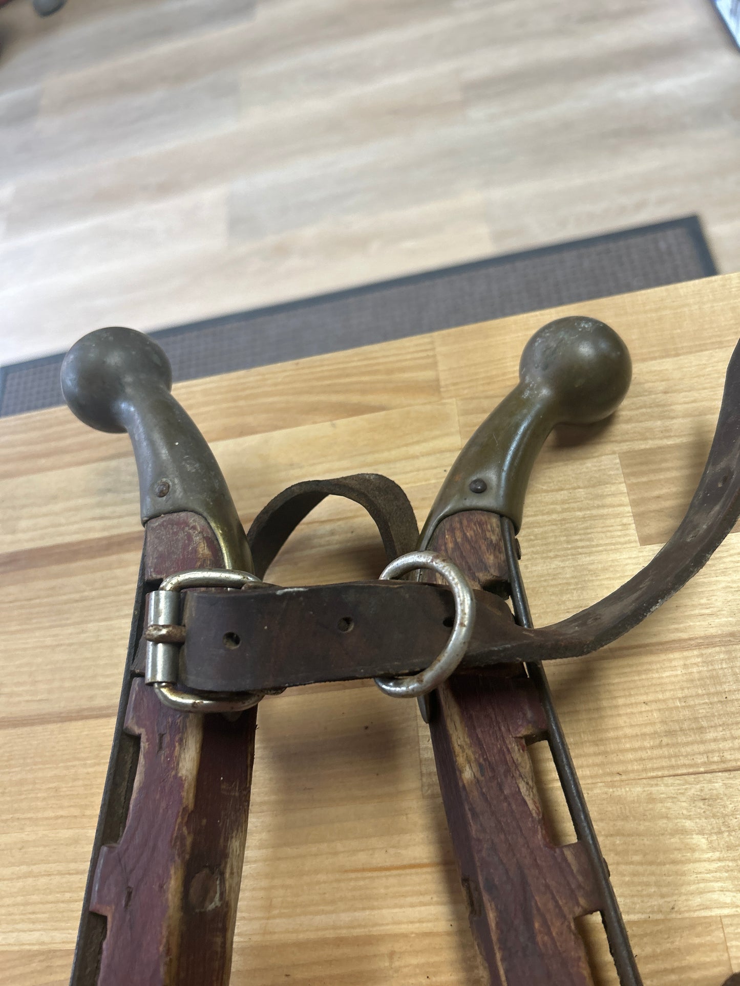 Antique horse hames Brass, Iron and Wood (unpolished brass) #2