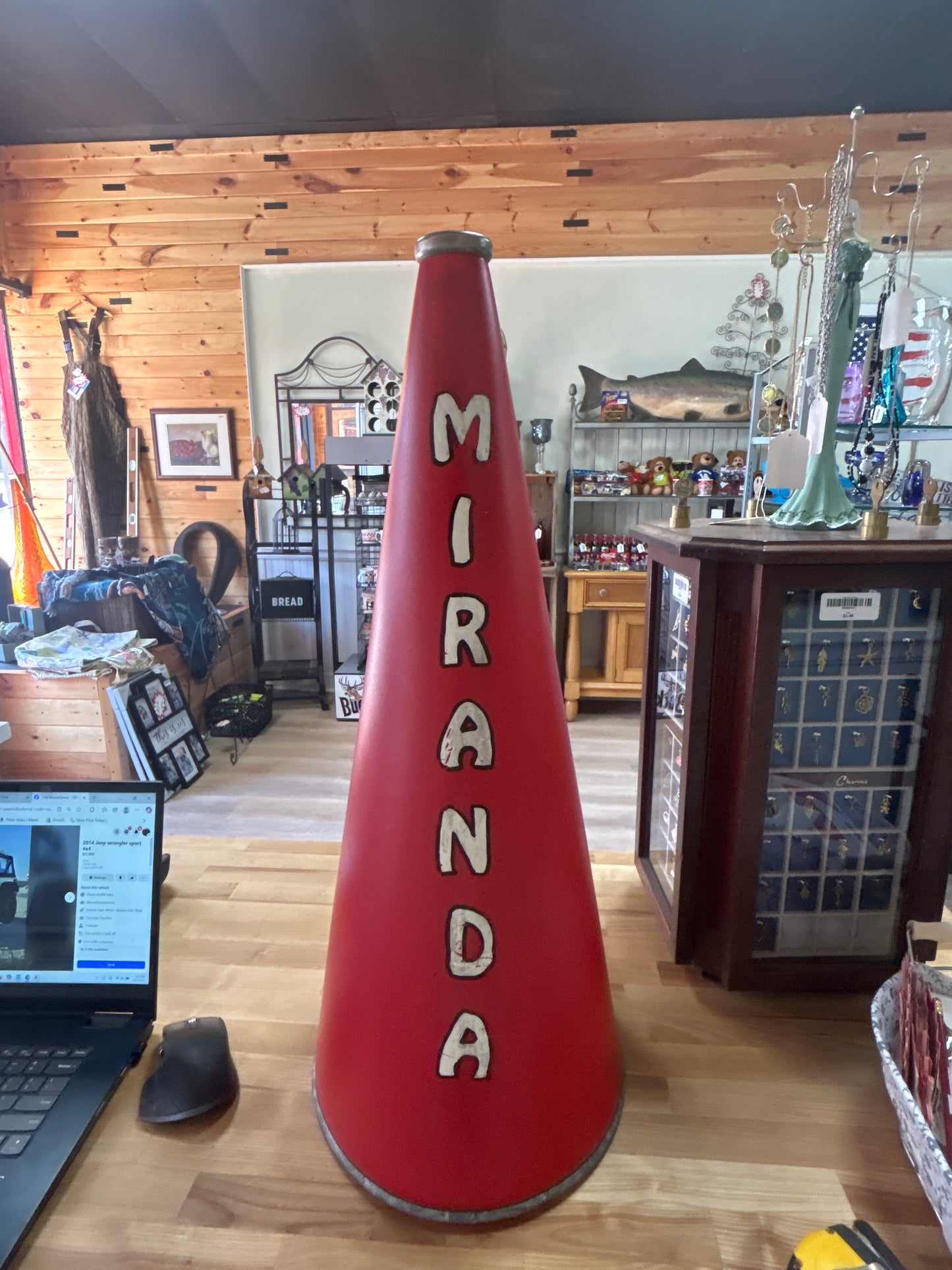 Vintage 29” Megaphone with Miranda on it. If you see her, we found it.