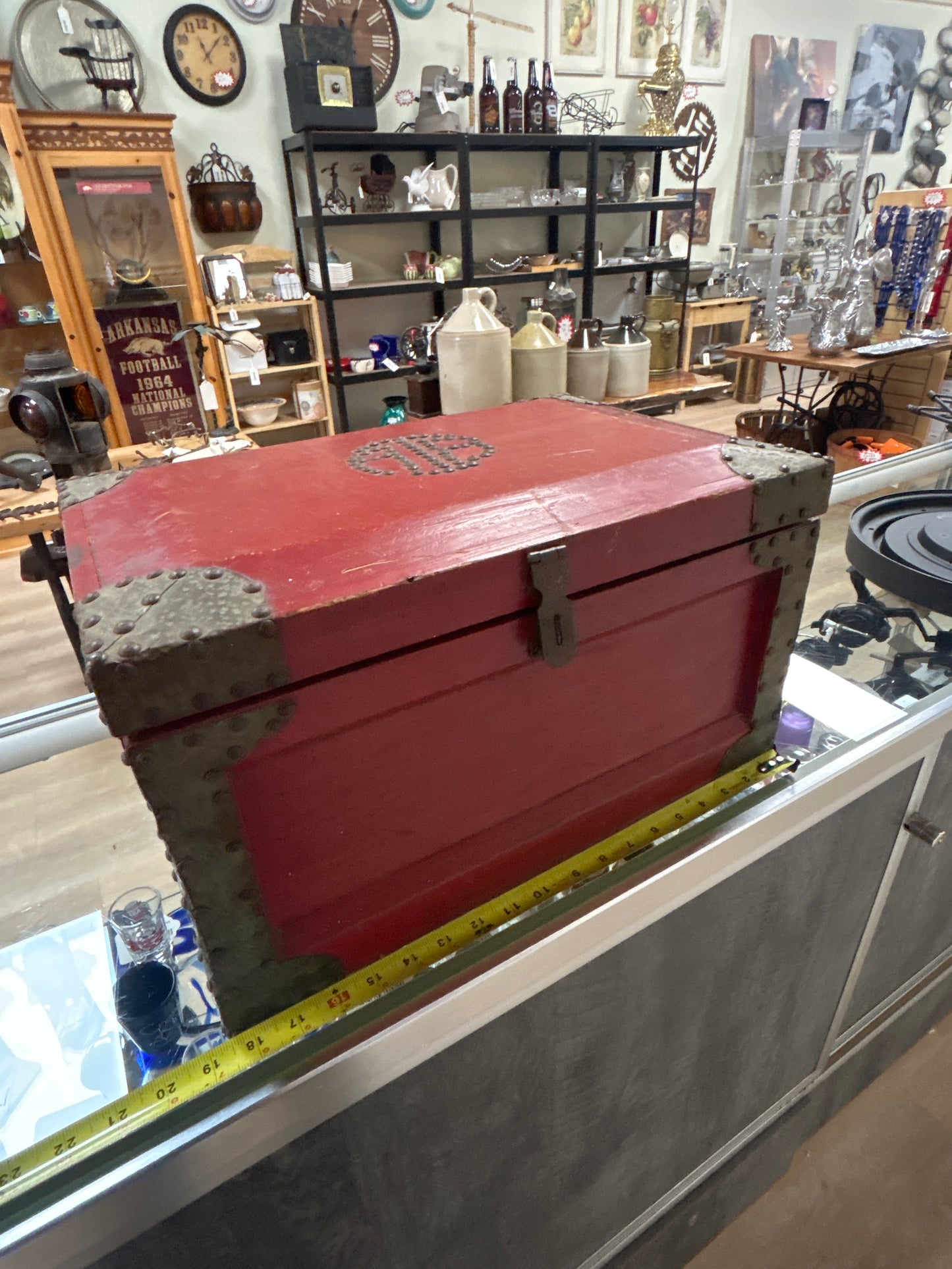Vintage Red Wood Chest