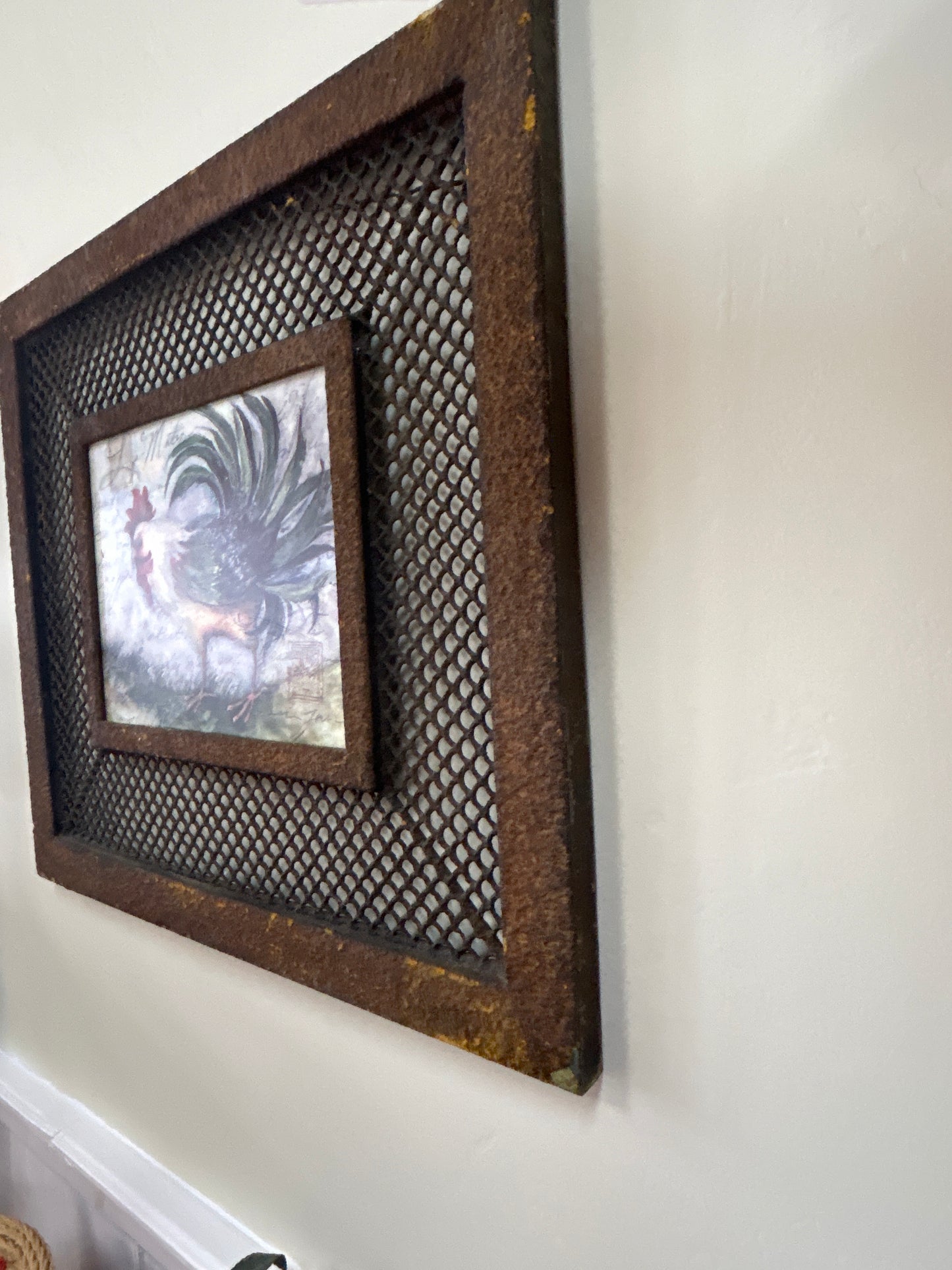 Rooster Artwork Metal Frame and Grating