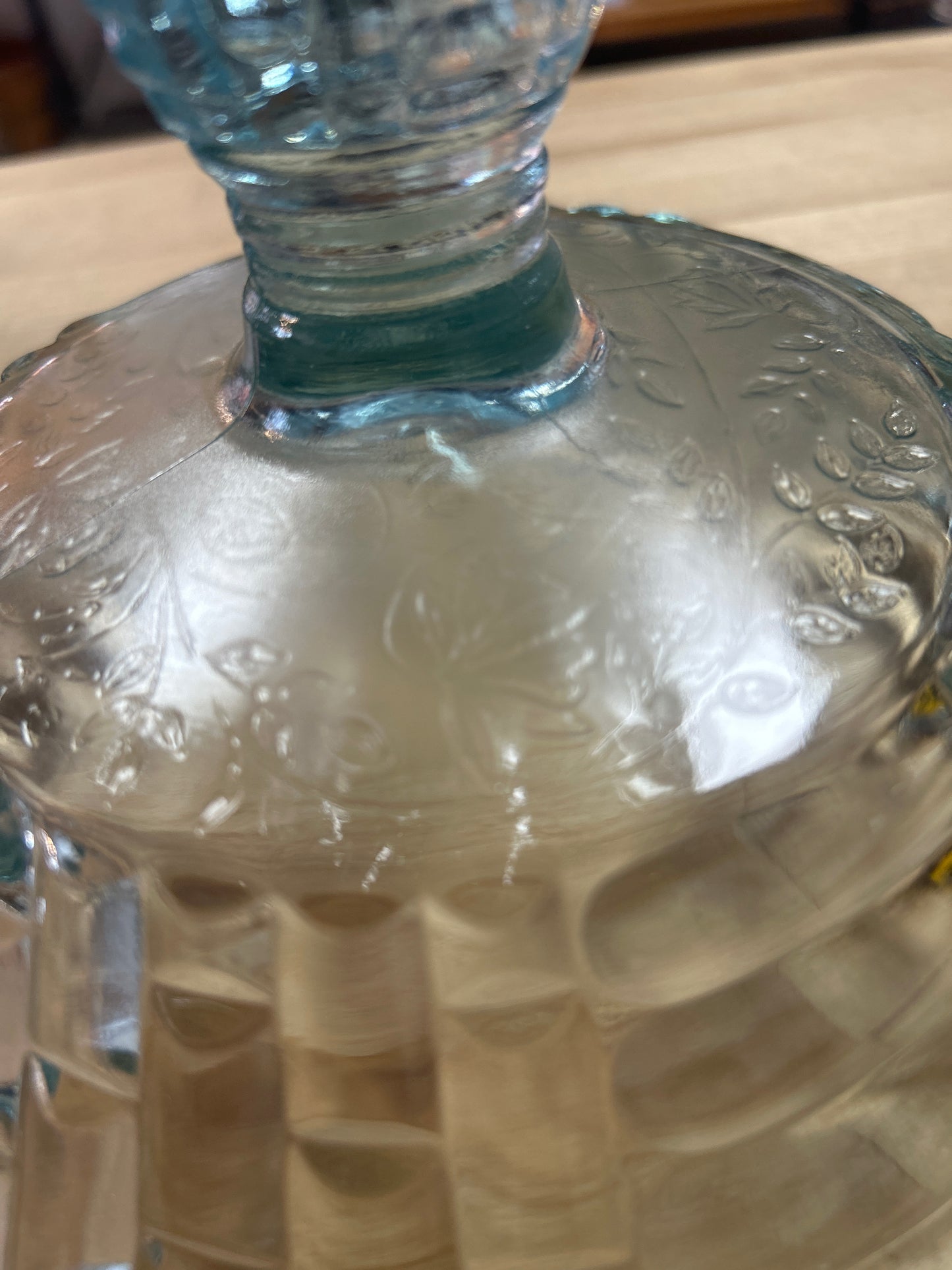JEANETTE GLASS CO. ICE BLUE LOUISA BASKET WEAVE COMPOTE