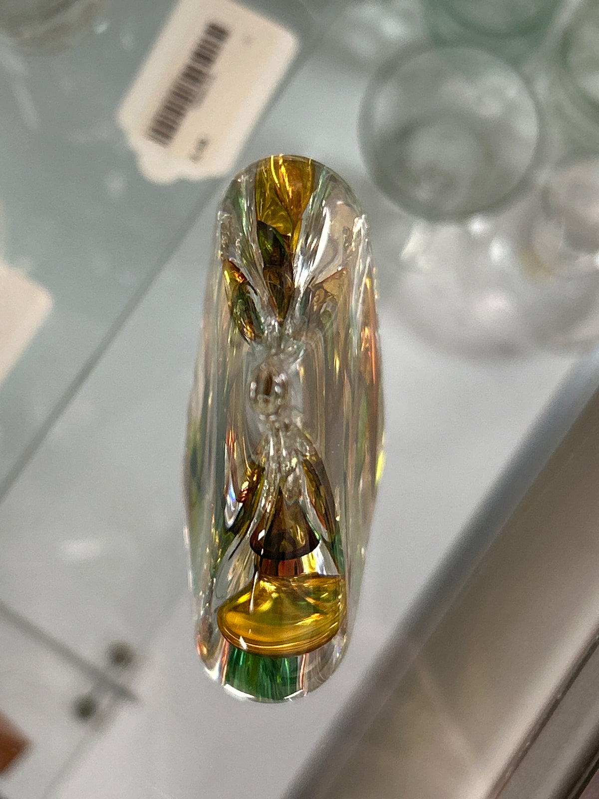 Vtg Studio Art Glass Paperweight Signed MIP