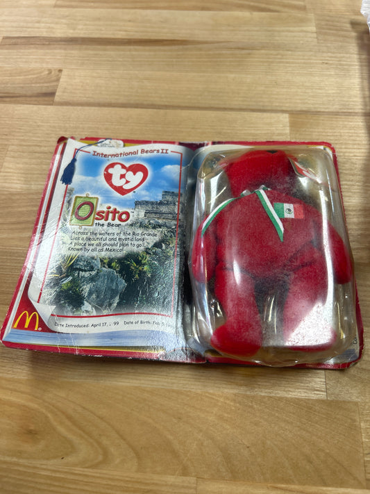 2000 McDonald's Ty Teenie Beanie Baby "Osito The Bear" Original Package Rough condition