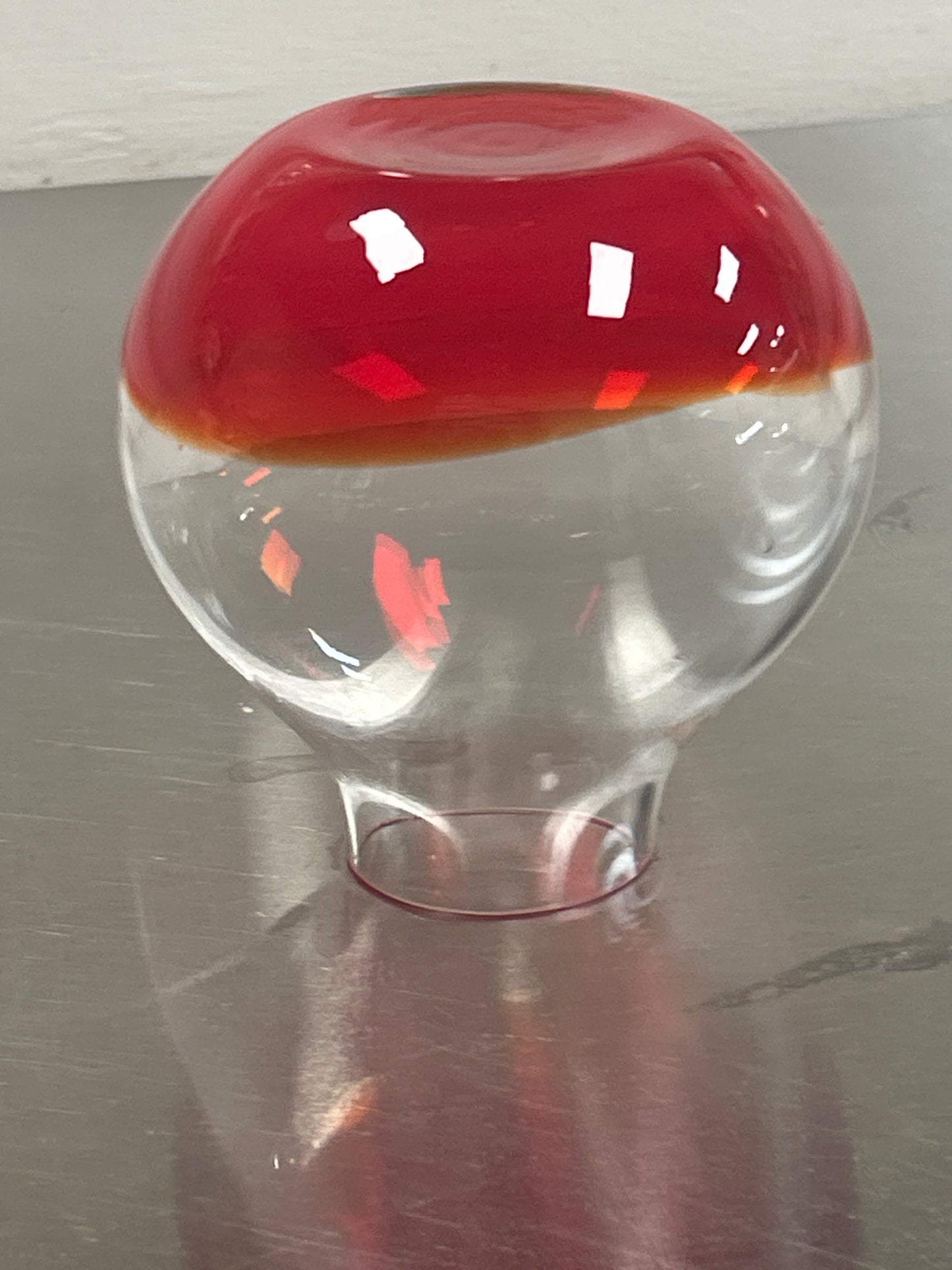 Retired Crate & Barrel “Zing“ Vase In Clear, Amberina, Orange/Red Ombre Glass Modern