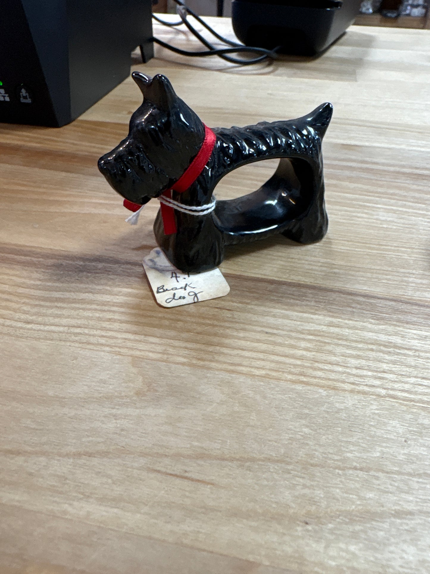 Ceramic Black Dog with Red Collar trinket