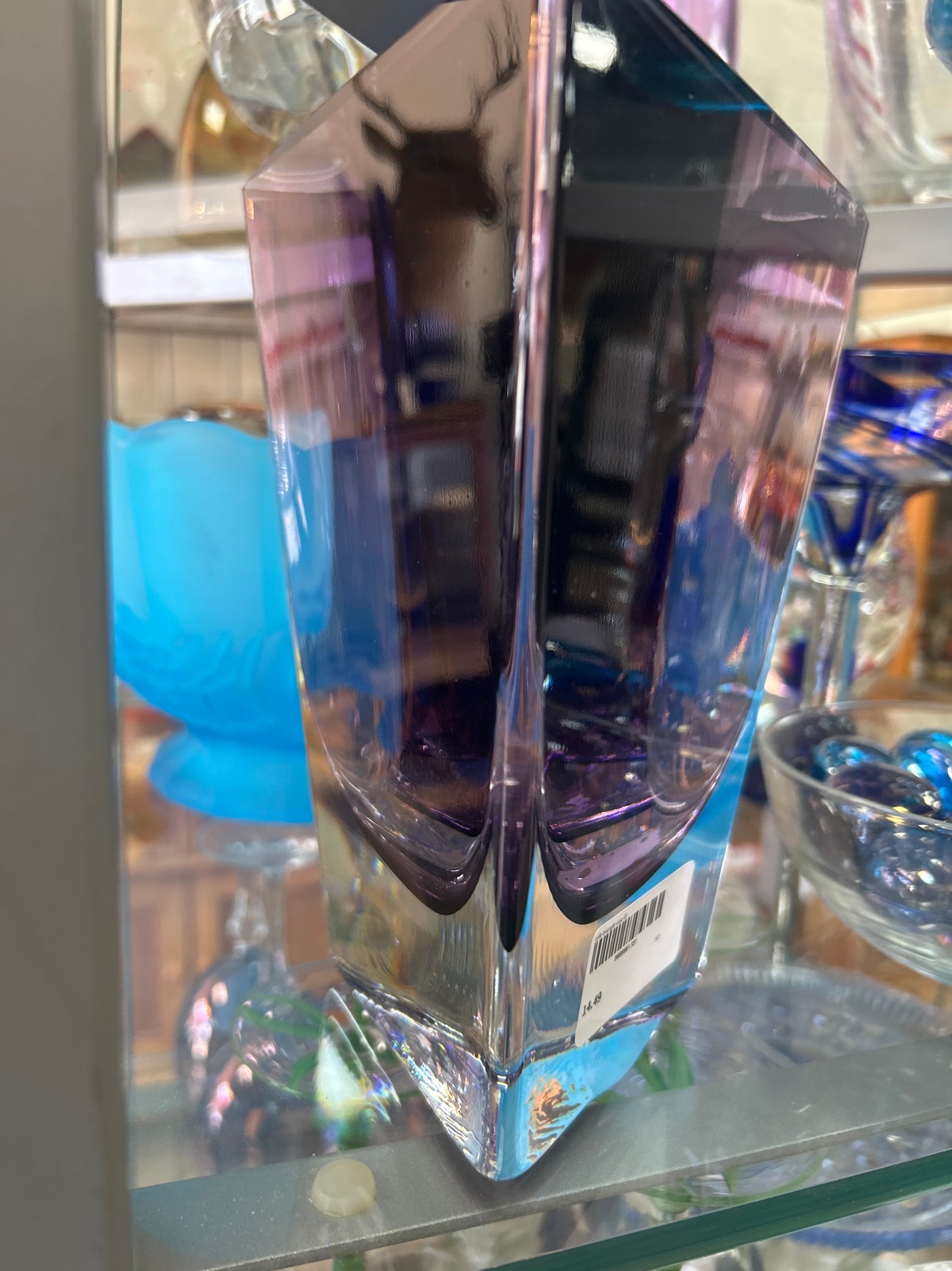 Purple triangle vase (nicked rim)