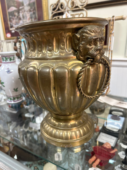 vintage solid brass gothic lion head champagne bucket/centerpiece/planter