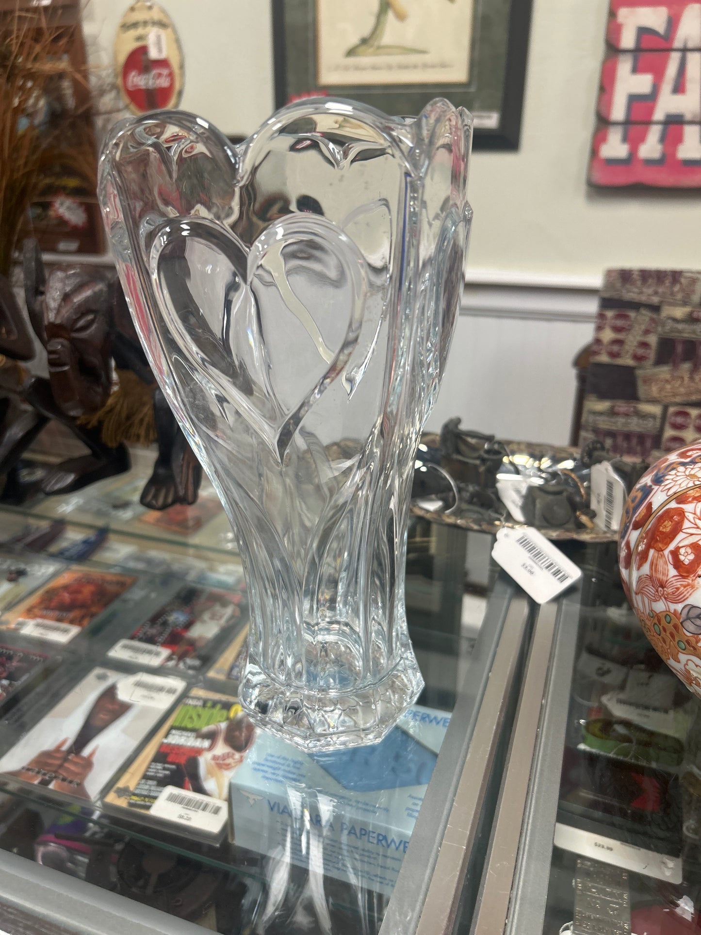 vintage DePlomb 24% lead crystal "sweetheart" vase
