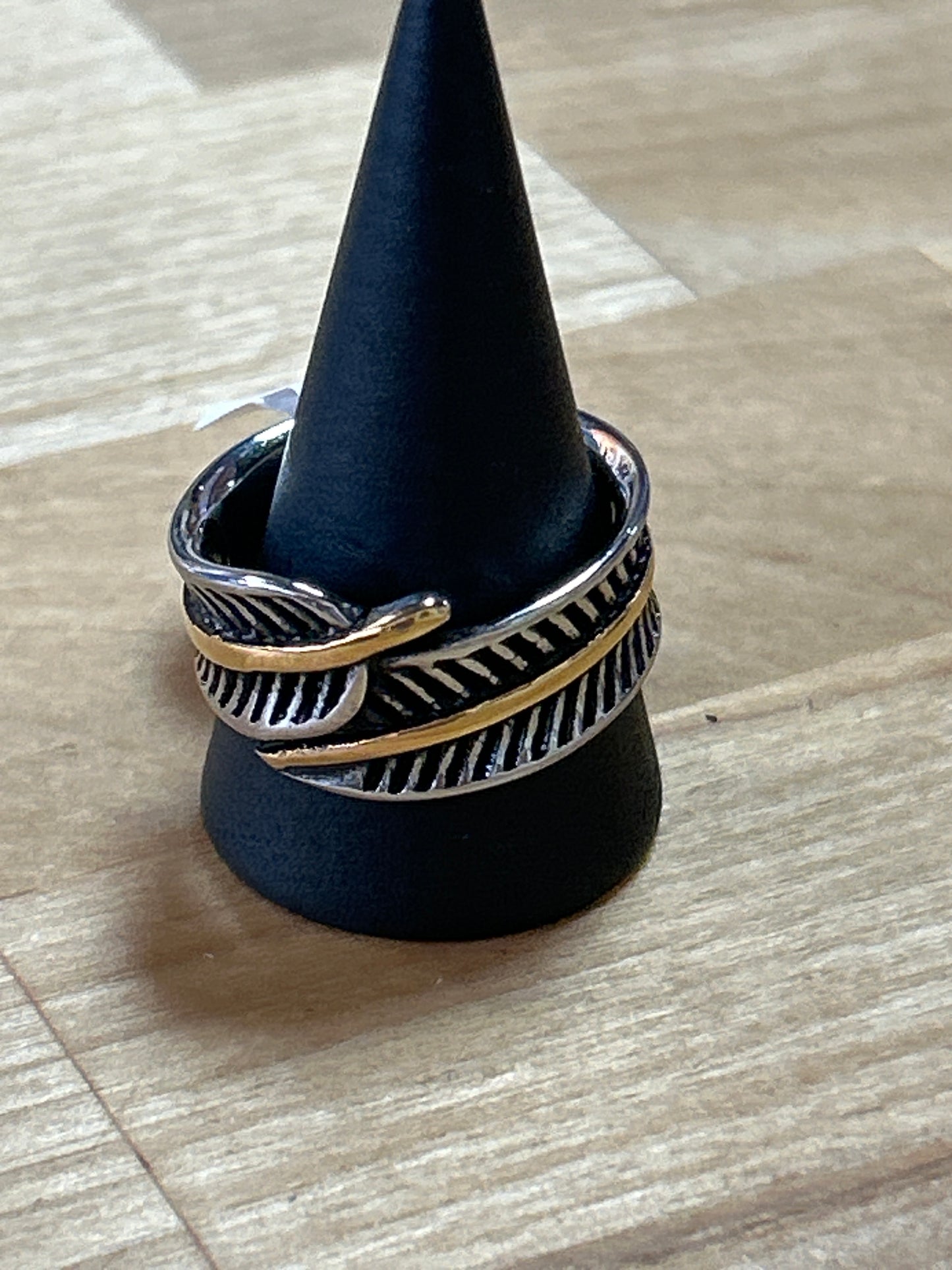 Steel Feather Wrap Ring (size 11)