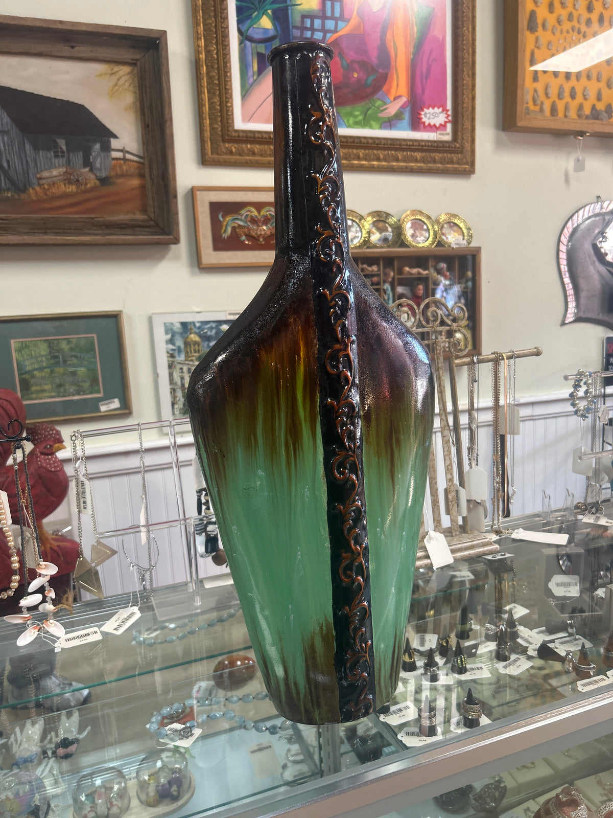 Large Metal Teal Flames