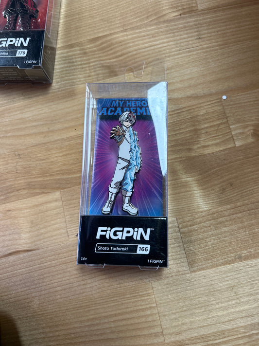 FiGPiN of Shoto Todoroki from the anime My Hero Academia, specifically number 166 New In Package (GameStop price tag on back)