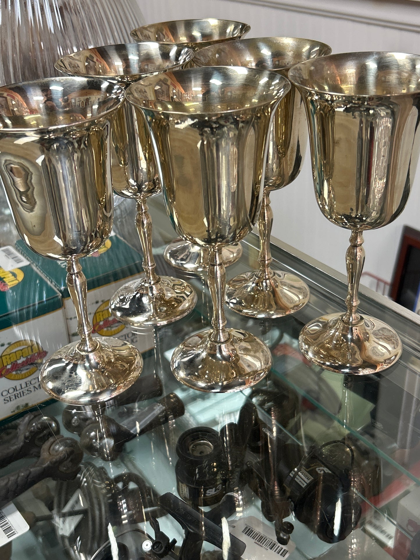 Vintage Signed Leonard EPNS Stemware Wine Glasses Goblets Set of 6