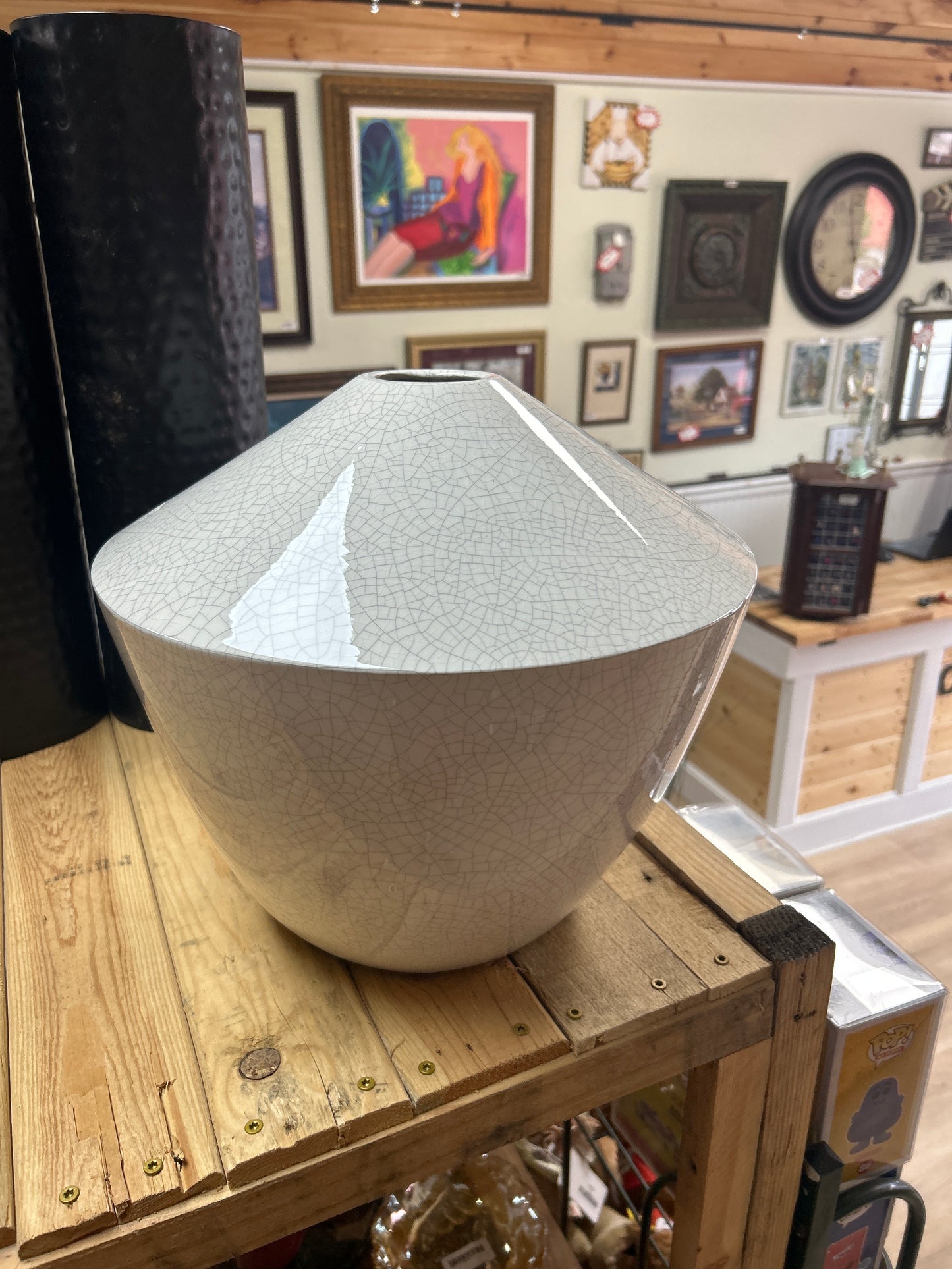 Large Vintage Crackled Vase
