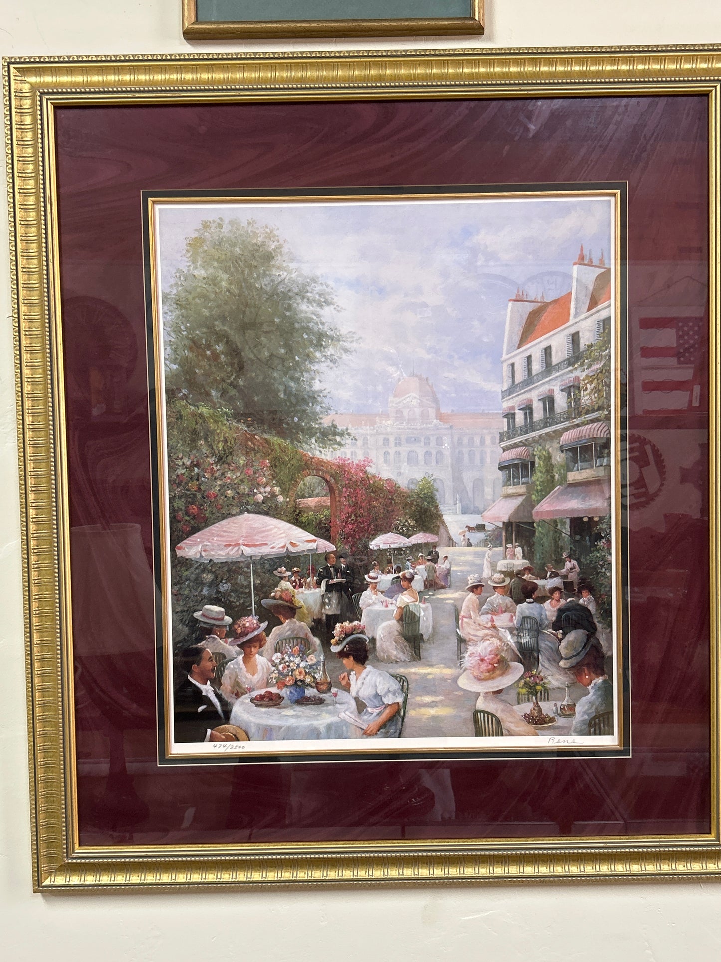 Renee Morse "High Noon Pleasures of Parisians" Hand Signed Limited Edition 474/2500 Framed and Matted