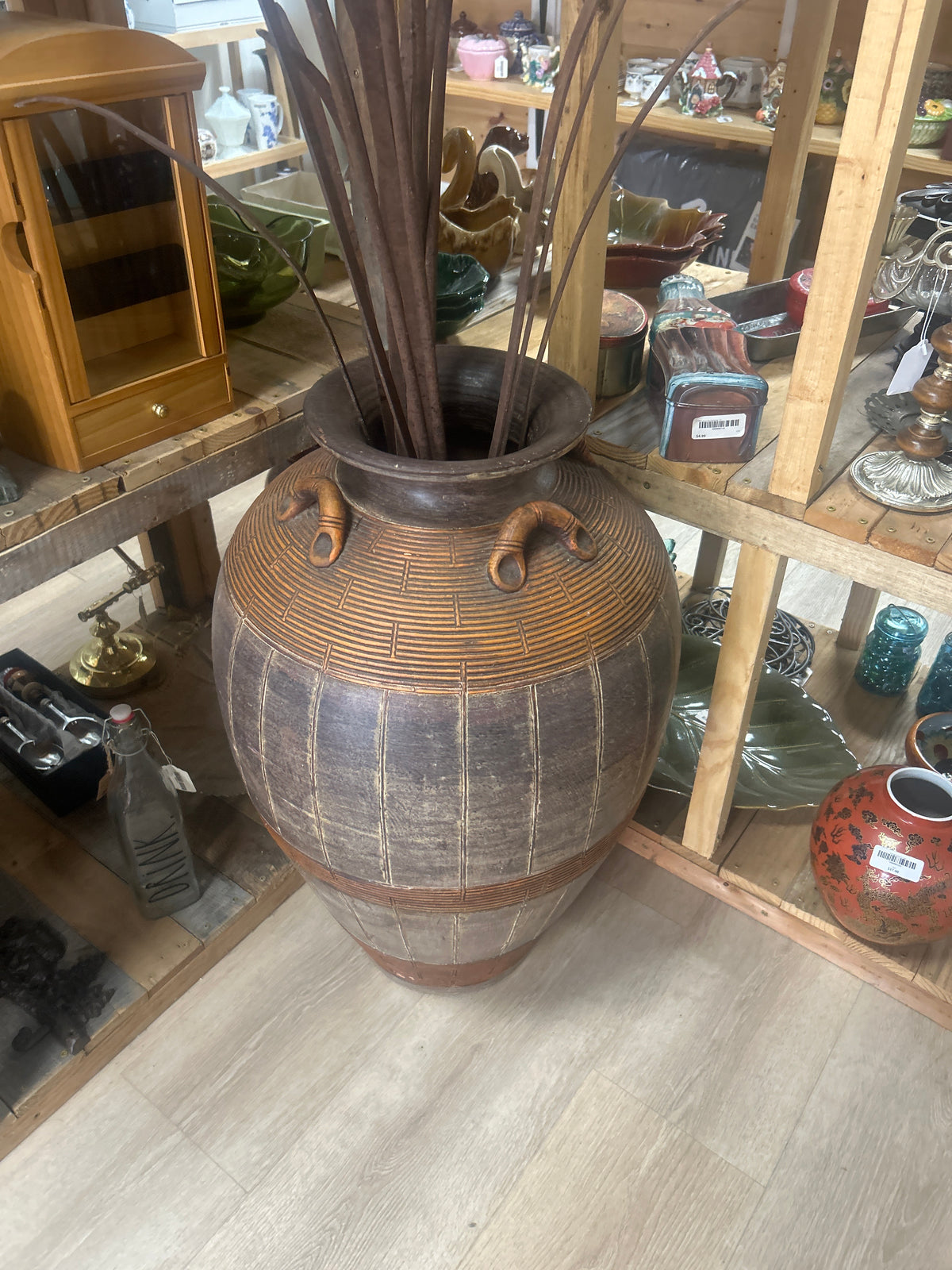 Antique ceramic village pot