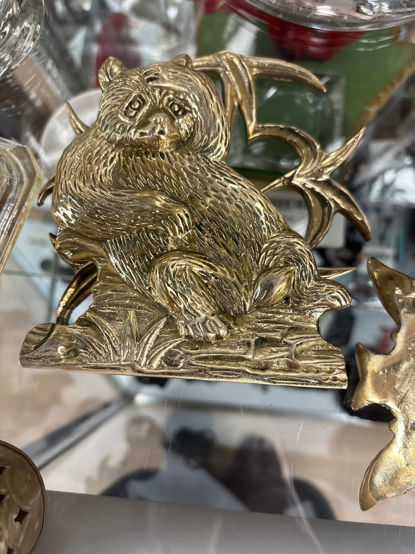 Brass Vintage Bear and Spikes Napkin Holder