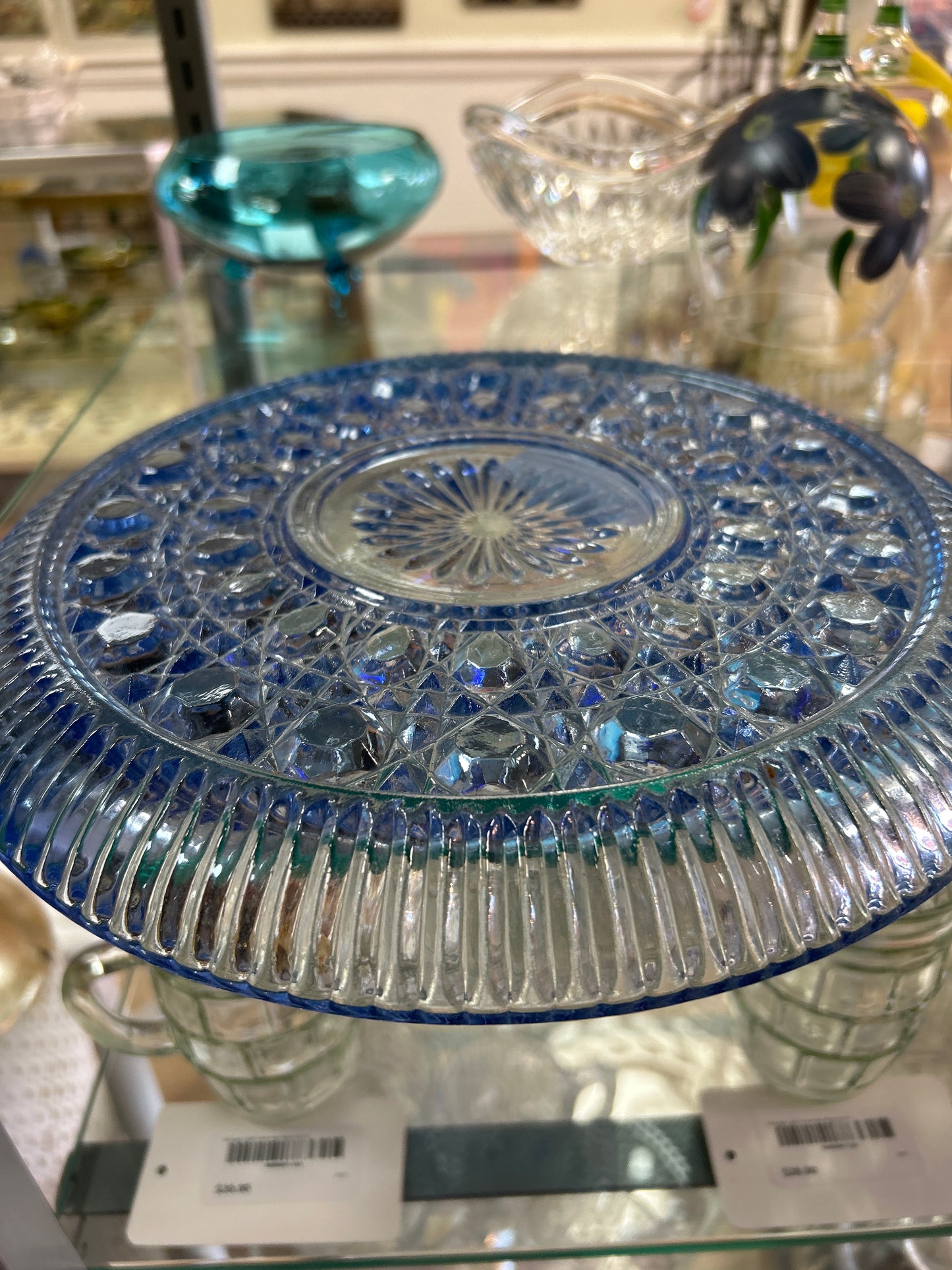 Blue Glass Plate 11”