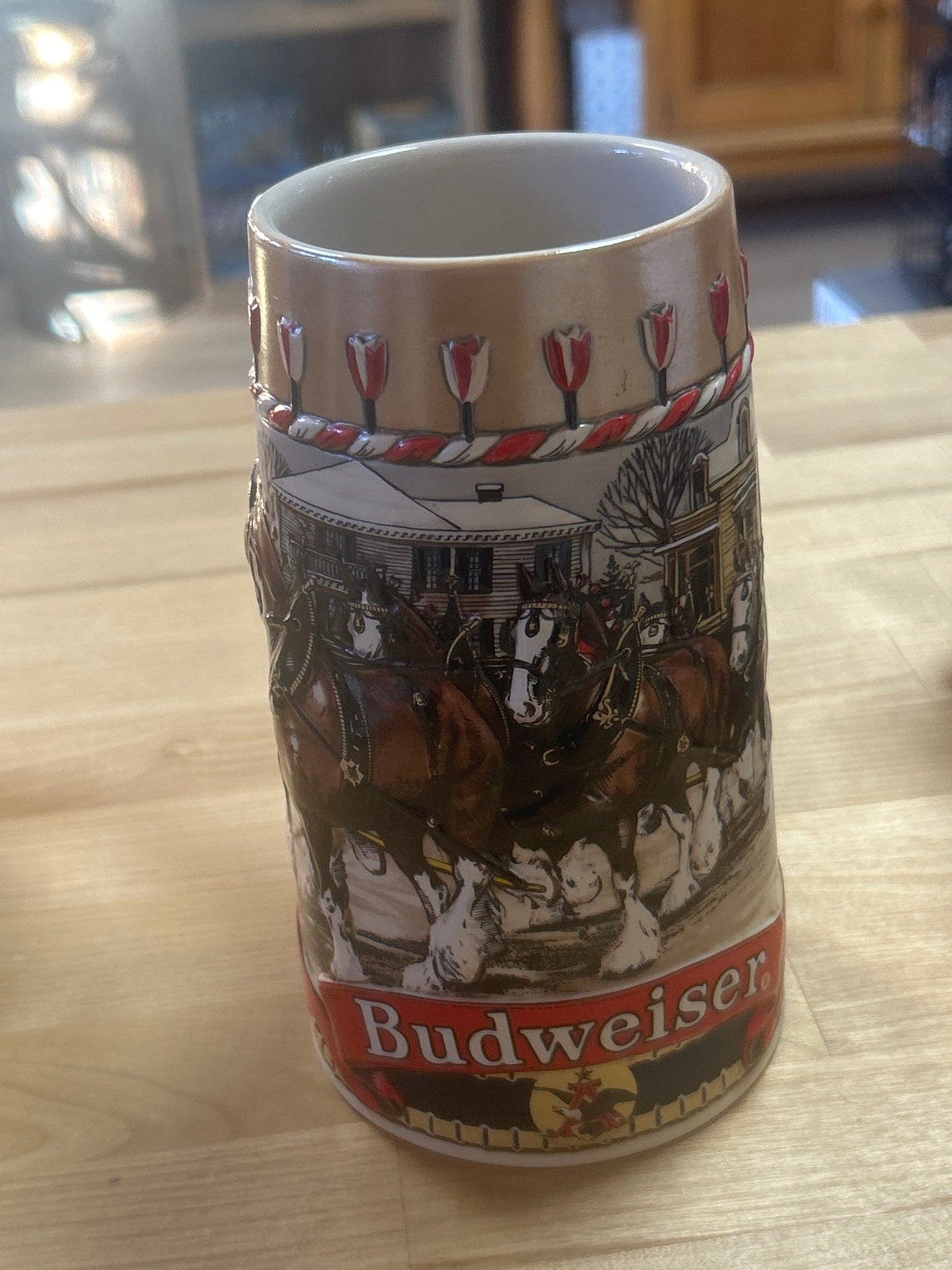 Budweiser Holiday Beer Stein 1986 B Series Limited Edition Ceramarte Brazil