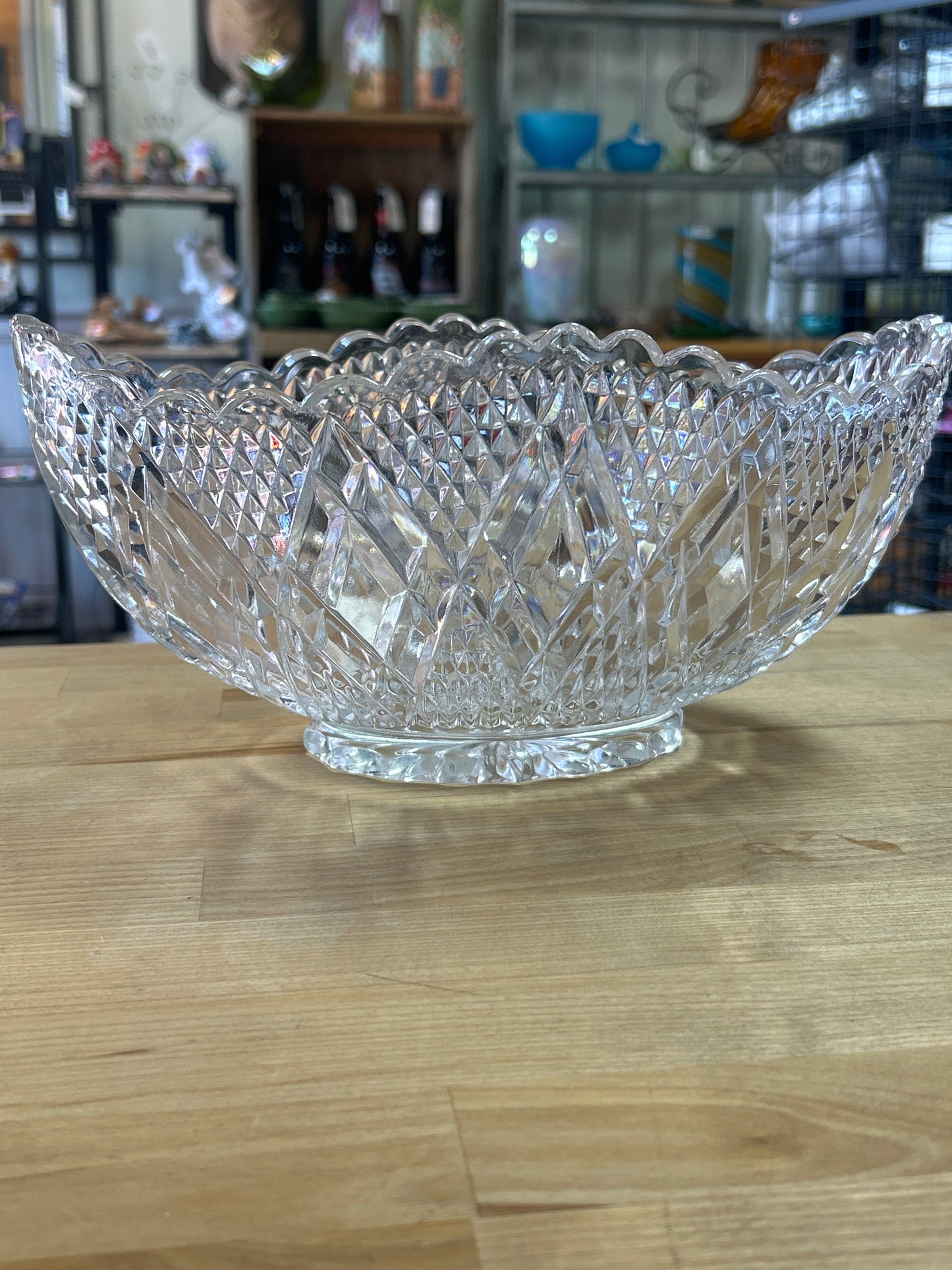 Vintage Glass Bowl. Heavy. Unknown Maker. 11 1/2 wide