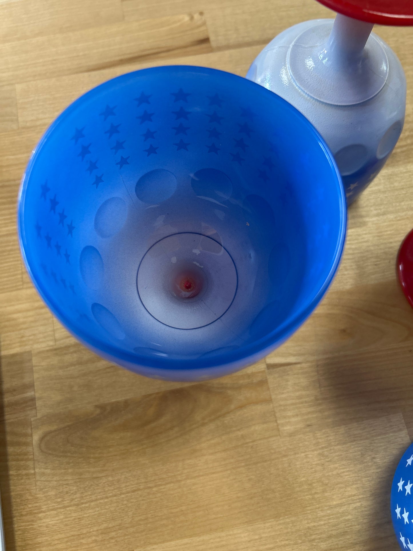 4 Vintage Bartlett Collins thumbprint coin dot goblets feature a patriotic red, white, and blue design with white stars