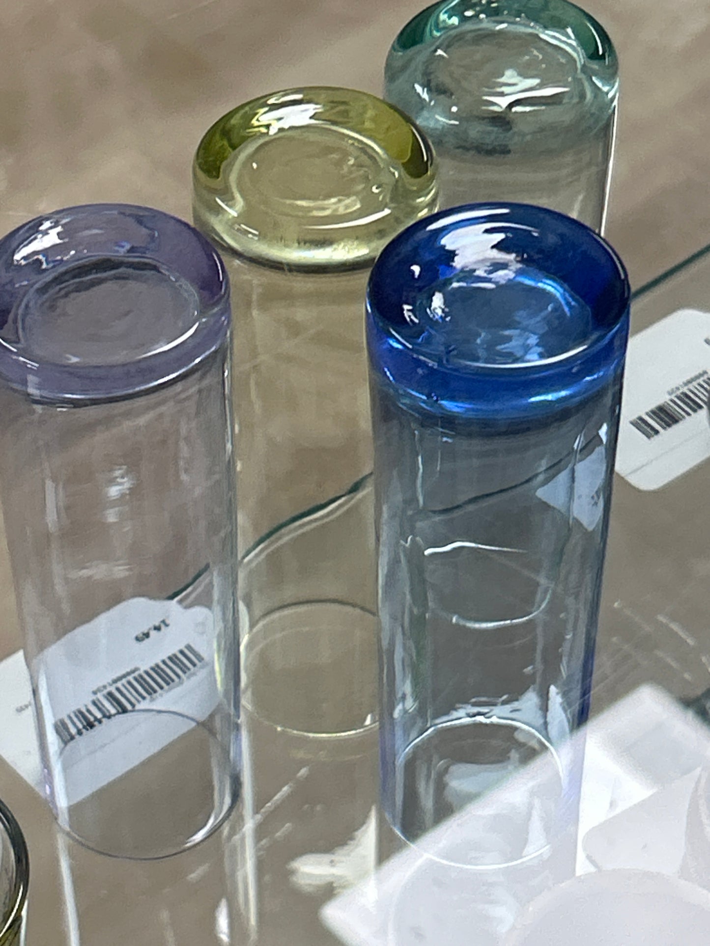 Colored shot glasses set of 4 (blue, purple, yellow, green)