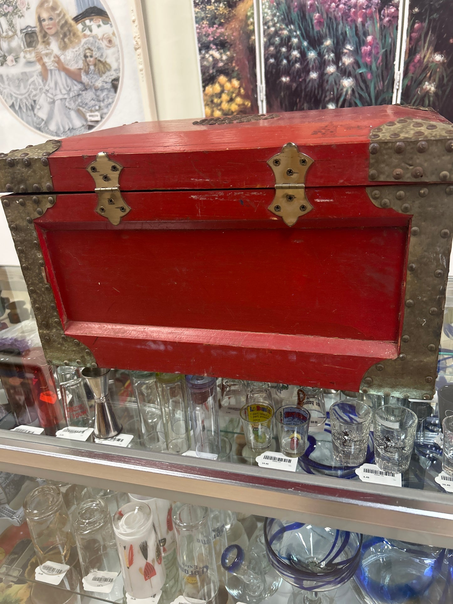 Vintage Red Wood Chest