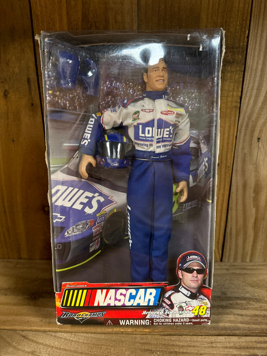 2003 Limited Edition NASCAR Jimmie Johnson Lowe’s #48 Jakks Pacific Road Champs Action Figure Doll 12”