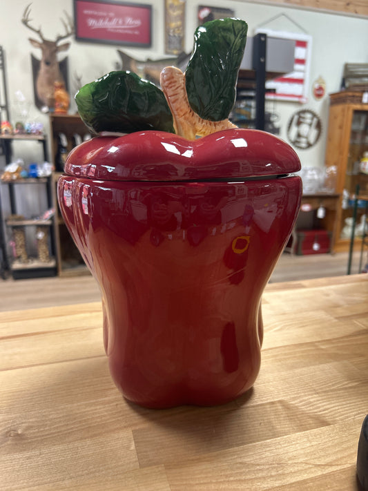 Apple Ceramic Apple Canister/Cookie Jar 13”