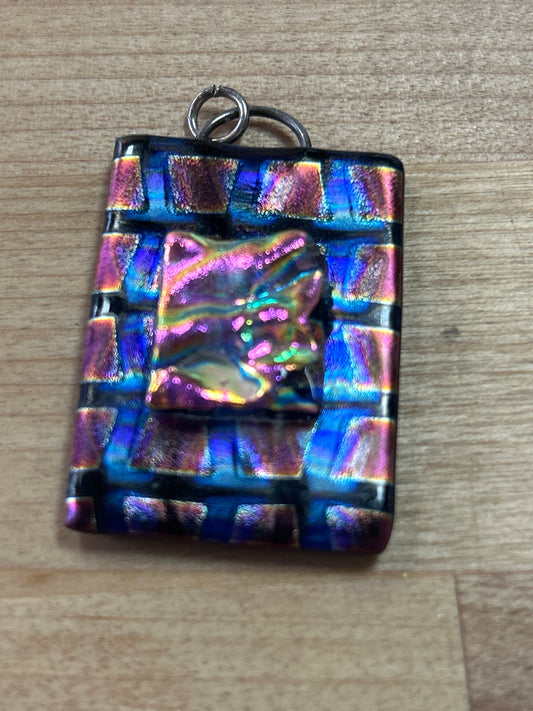 Glass Pendant Pink and Blue