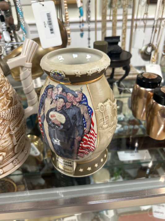 2002 Limited Edition Miller Brewing Company Norman Rockwell Holiday Collector's Stein titled "Package From Home".