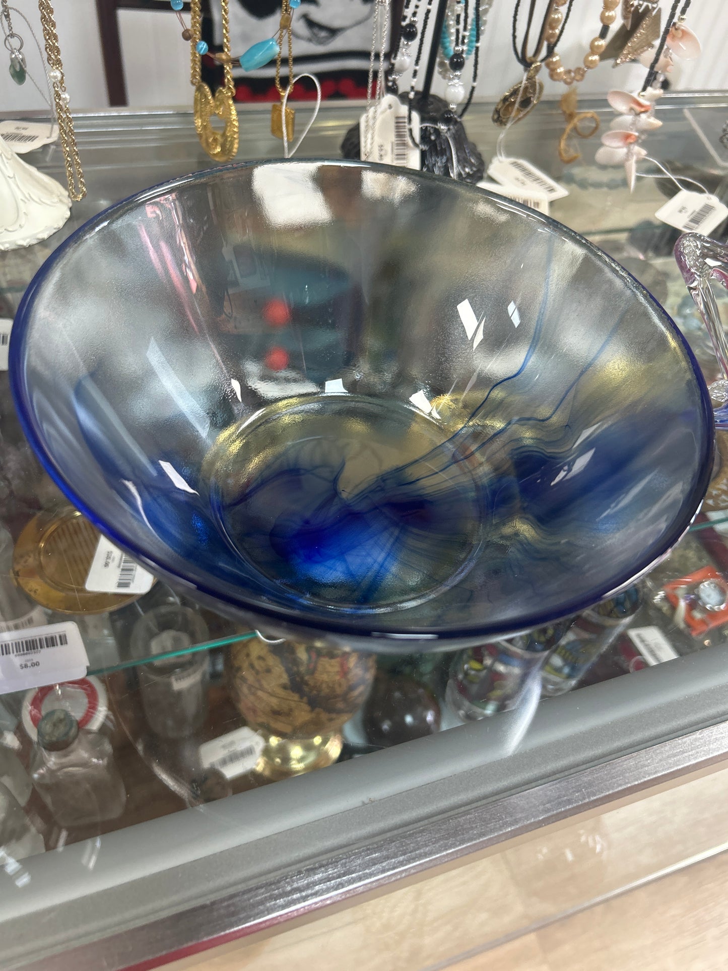 Bormioli Rocco  Murano Blue 9 Inch Serving Bowl Center Piece