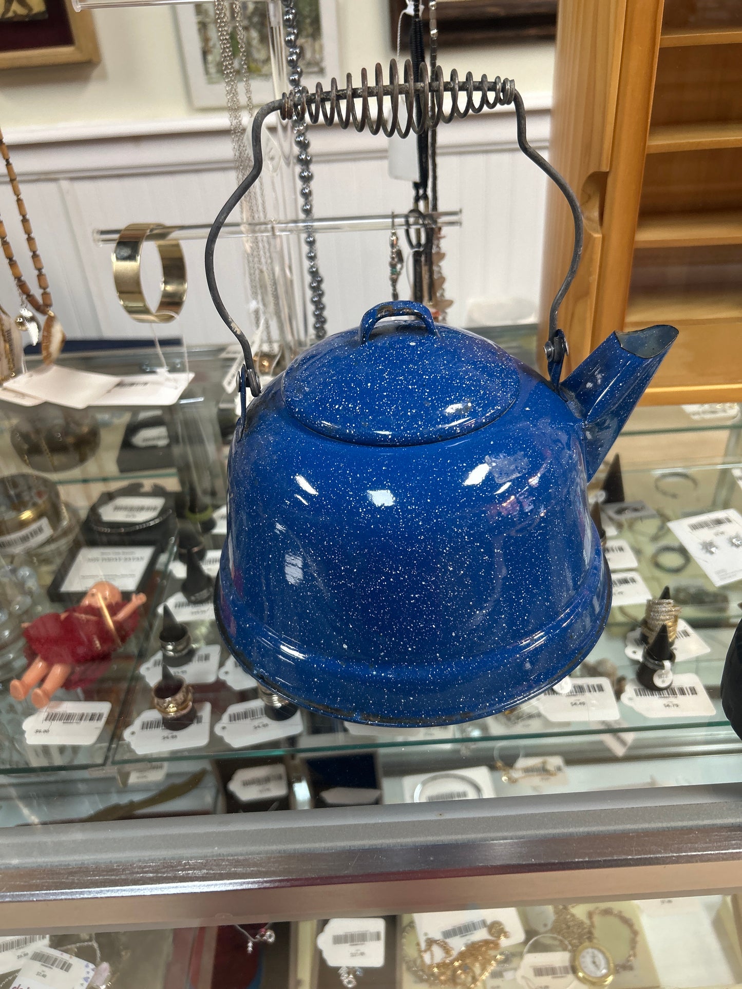 GSI Blue Speckled Enamelware Tea Water Kettle Farmhouse Decor