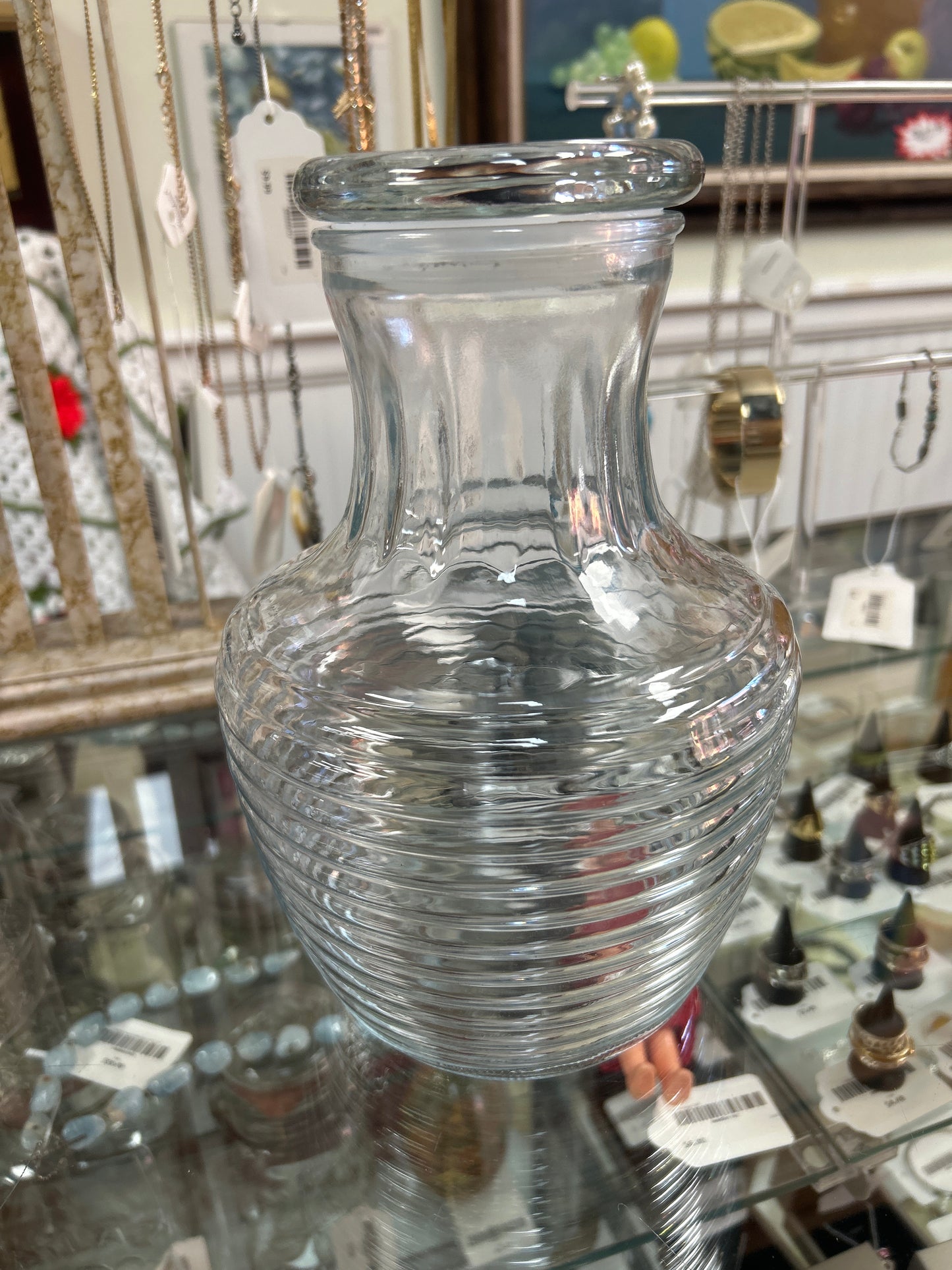 Vintage Anchor Hocking Ribbed Beehive Glass Jar Pitcher Canister Carafe 9.25"