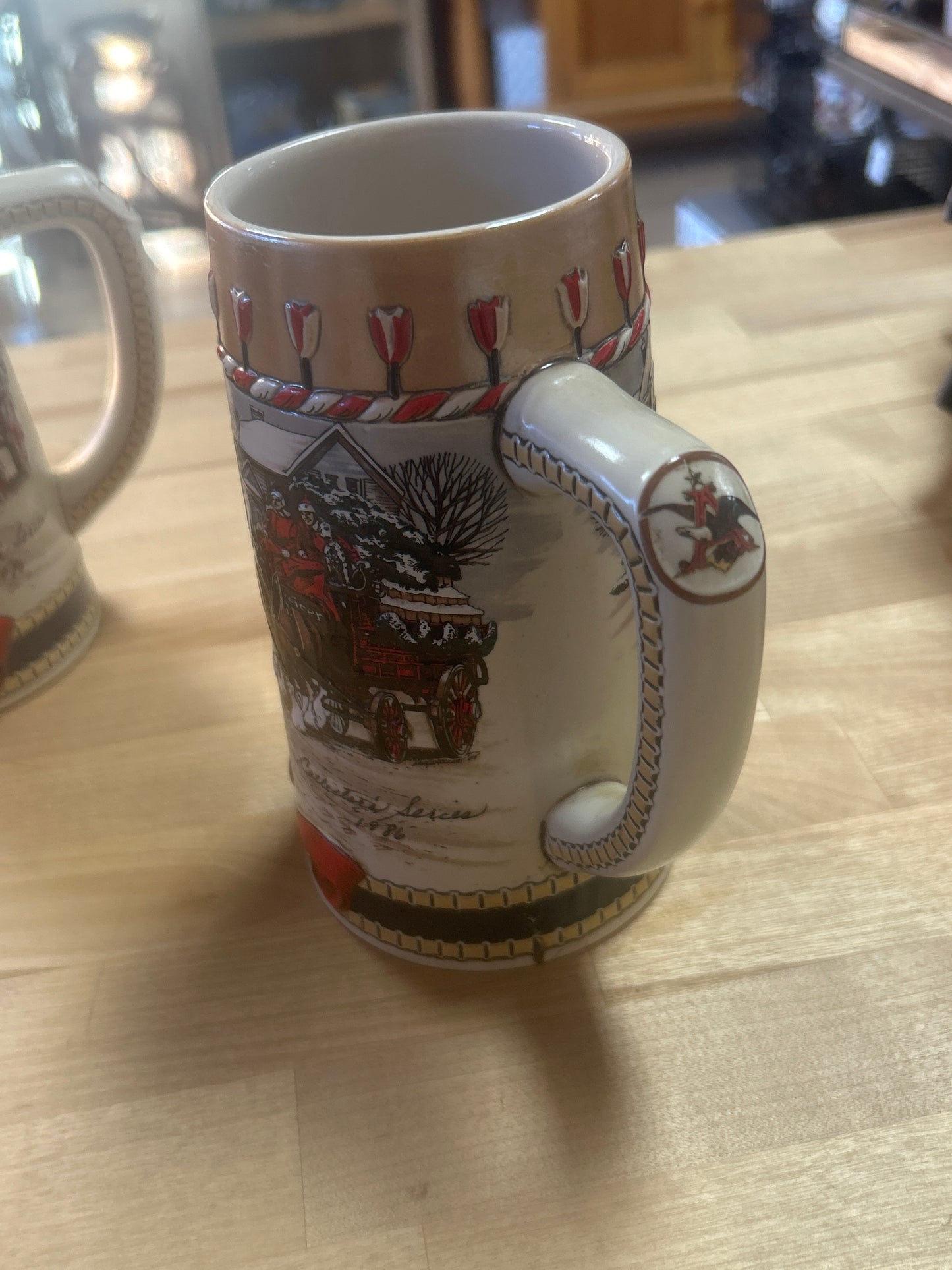 Budweiser Holiday Beer Stein 1986 B Series Limited Edition Ceramarte Brazil